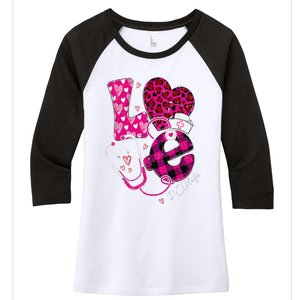 Love PCU Life Happy Valentine's Day Outfit For Nurses Women's Tri-Blend 3/4-Sleeve Raglan Shirt