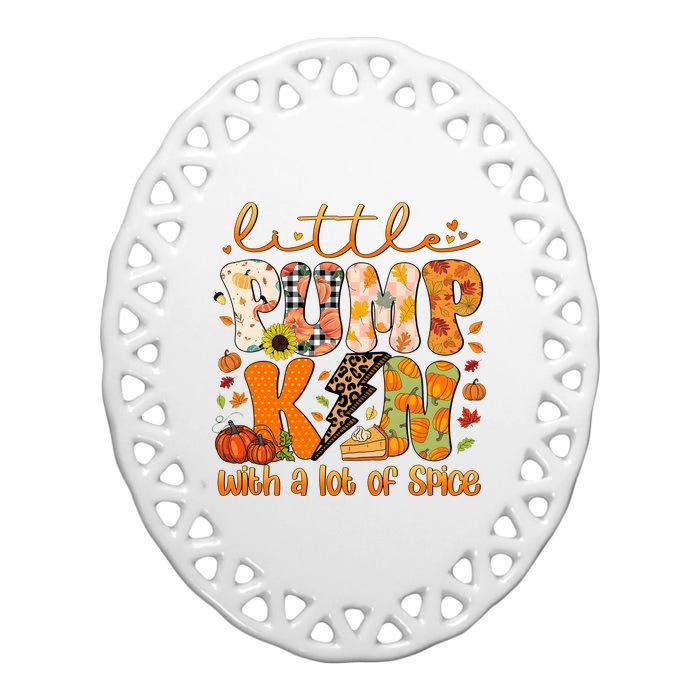 Little Pumpkin Lot Of Spice Funny Halloween Ceramic Oval Ornament