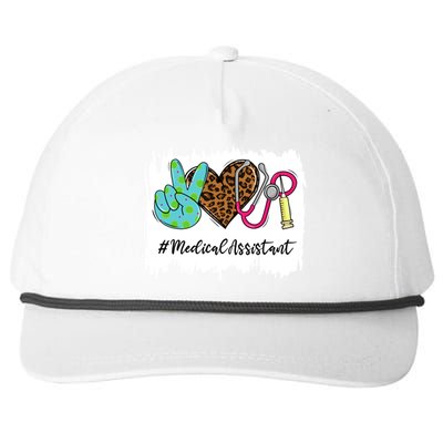 Leopard Peace Love Medical Assistant Stethoscope Nurses Day Cute Gift Snapback Five-Panel Rope Hat