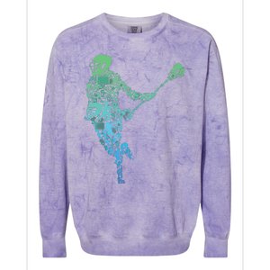 Lacrosse Player Colorblast Crewneck Sweatshirt