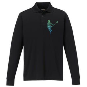 Lacrosse Player Performance Long Sleeve Polo