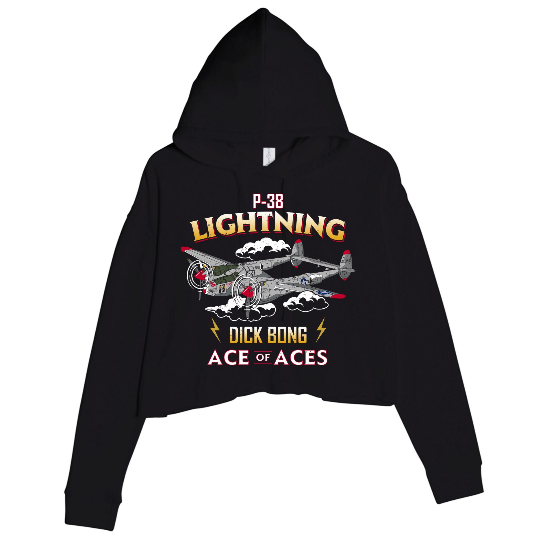 Lockheed P38 Lightning Crop Fleece Hoodie