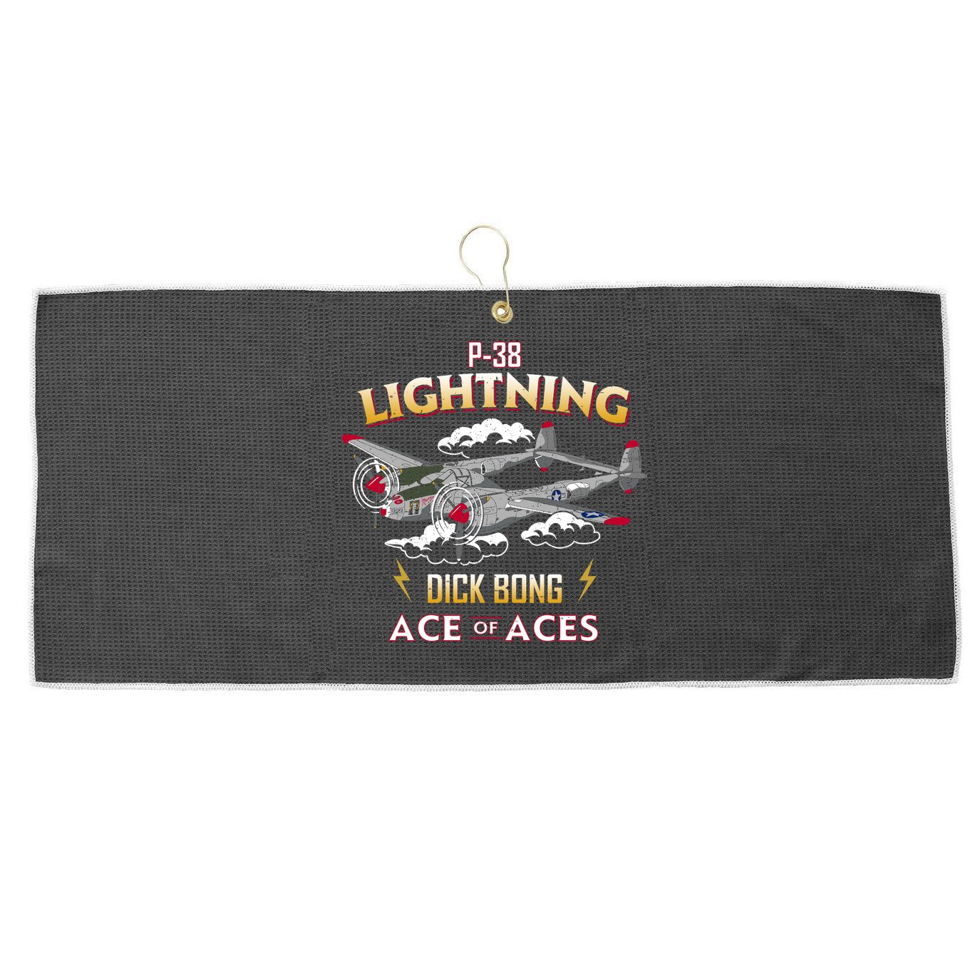 Lockheed P38 Lightning Large Microfiber Waffle Golf Towel