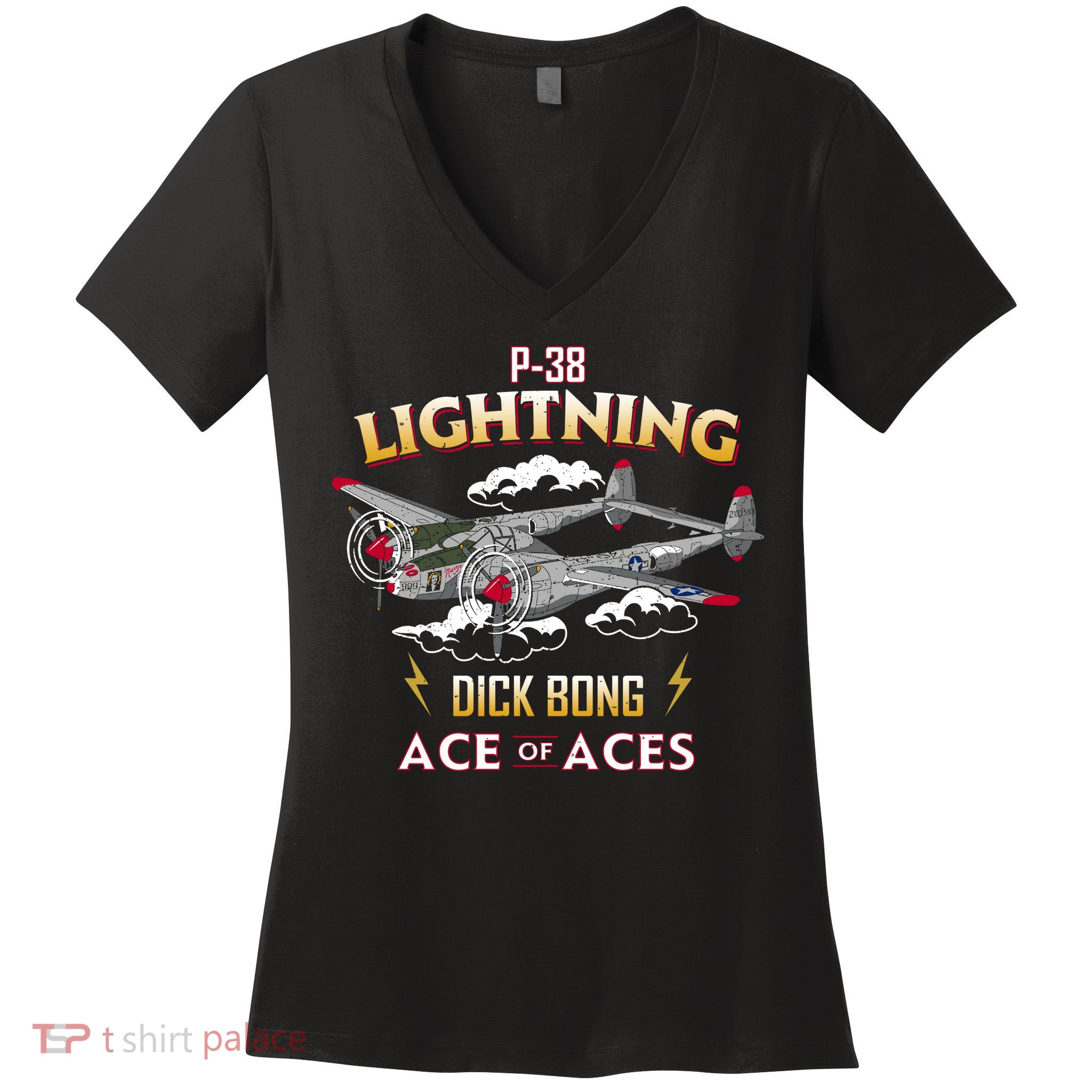 Lockheed P38 Lightning Women's V-Neck T-Shirt