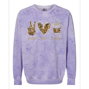 Leopard Peace Love Coffee Lovers Hippie Gifts Colorblast Crewneck Sweatshirt