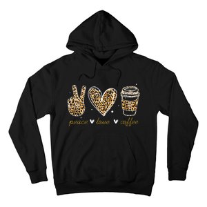 Leopard Peace Love Coffee Lovers Hippie Gifts Hoodie