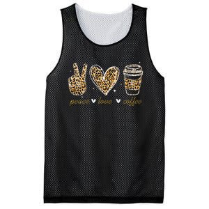 Leopard Peace Love Coffee Lovers Hippie Gifts Mesh Reversible Basketball Jersey Tank