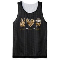 Leopard Peace Love Coffee Lovers Hippie Gifts Mesh Reversible Basketball Jersey Tank