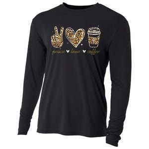 Leopard Peace Love Coffee Lovers Hippie Gifts Cooling Performance Long Sleeve Crew