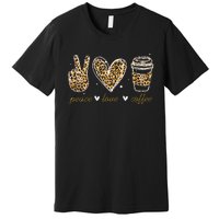 Leopard Peace Love Coffee Lovers Hippie Gifts Premium T-Shirt