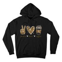 Leopard Peace Love Coffee Lovers Hippie Gifts Tall Hoodie