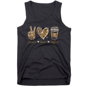 Leopard Peace Love Coffee Lovers Hippie Gifts Tank Top