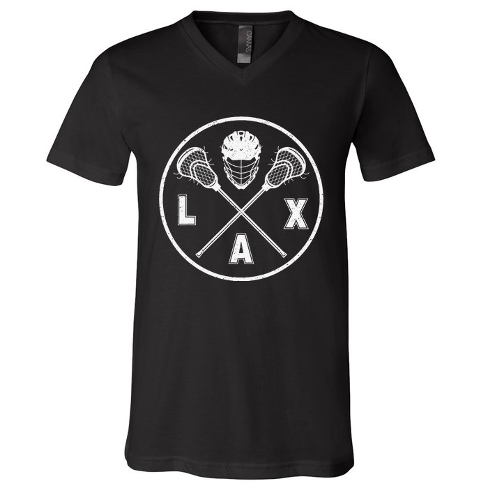 LAX Player Lacrosse Lacrosse Logo Lacrosse Lovers V-Neck T-Shirt