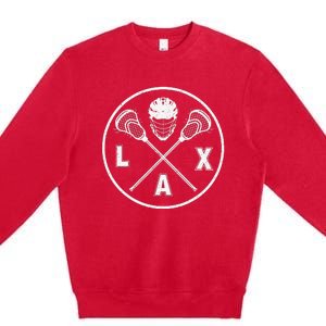 LAX Player Lacrosse Lacrosse Logo Lacrosse Lovers Premium Crewneck Sweatshirt