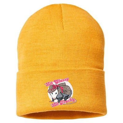 Leopard Possum Lil Classy Lil Trashy Possum Sarcastic Sustainable Knit Beanie