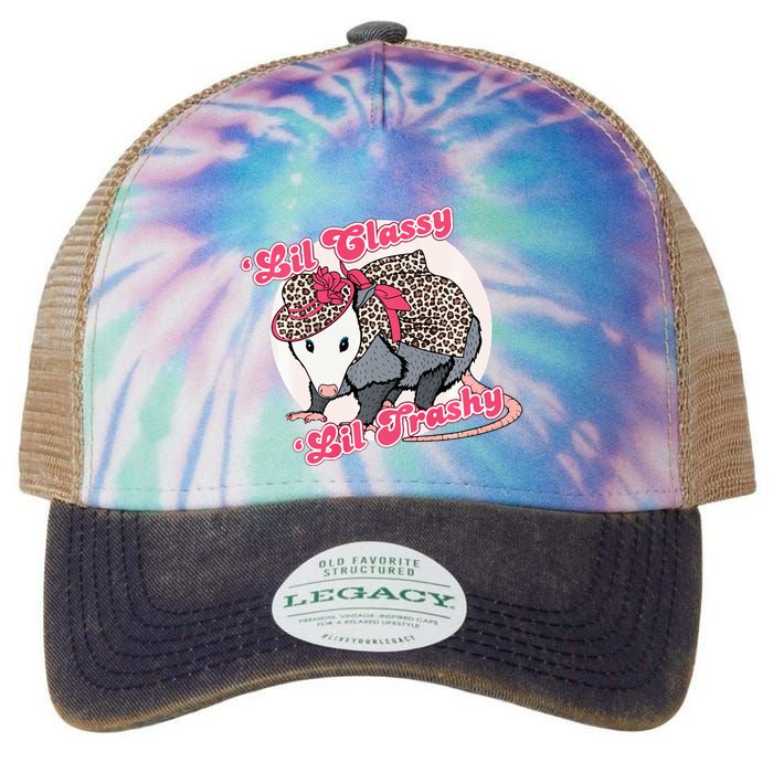 Leopard Possum Lil Classy Lil Trashy Possum Sarcastic Legacy Tie Dye Trucker Hat