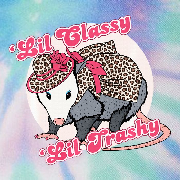 Leopard Possum Lil Classy Lil Trashy Possum Sarcastic Legacy Tie Dye Trucker Hat
