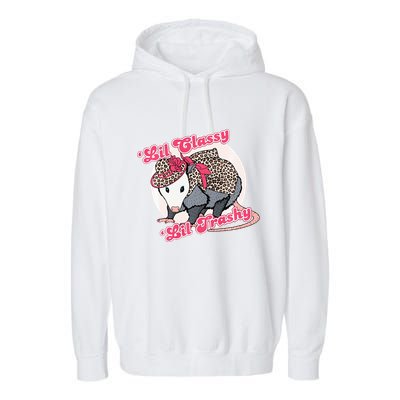 Leopard Possum Lil Classy Lil Trashy Possum Sarcastic Garment-Dyed Fleece Hoodie