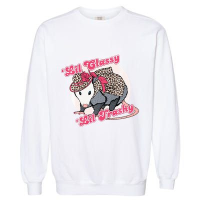 Leopard Possum Lil Classy Lil Trashy Possum Sarcastic Garment-Dyed Sweatshirt