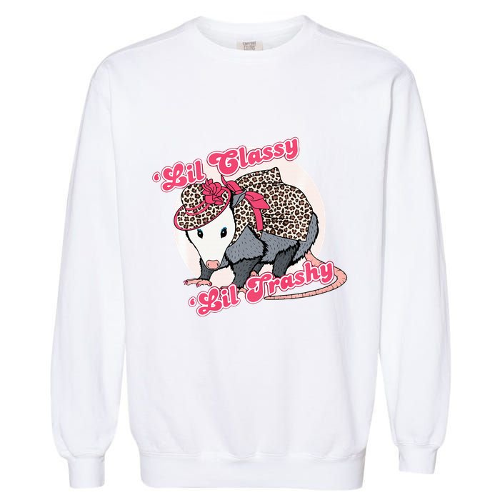 Leopard Possum Lil Classy Lil Trashy Possum Sarcastic Garment-Dyed Sweatshirt