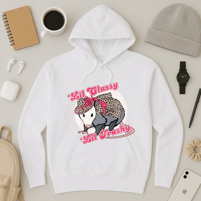 Leopard Possum Lil Classy Lil Trashy Possum Sarcastic Hoodie