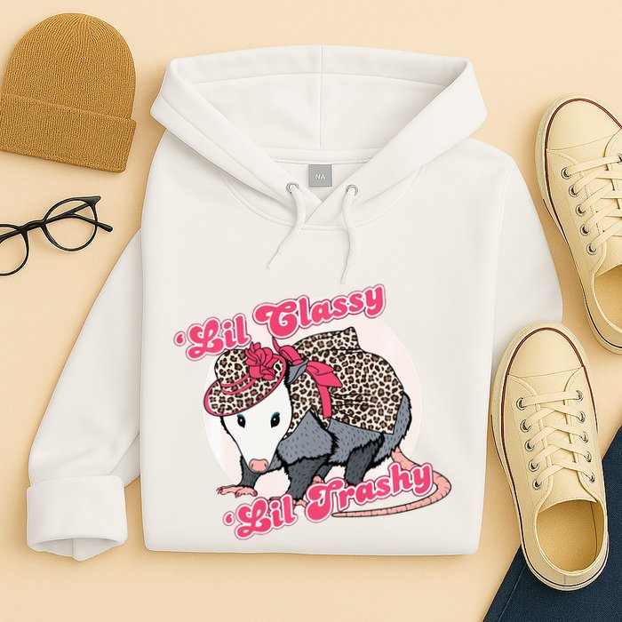 Leopard Possum Lil Classy Lil Trashy Possum Sarcastic Hoodie