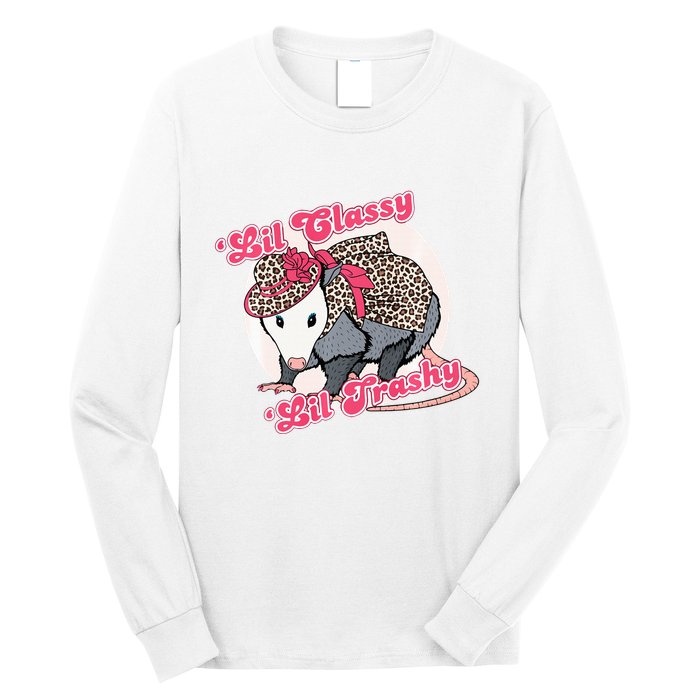 Leopard Possum Lil Classy Lil Trashy Possum Sarcastic Long Sleeve Shirt