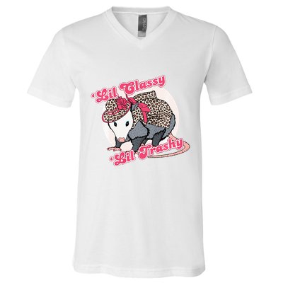 Leopard Possum Lil Classy Lil Trashy Possum Sarcastic V-Neck T-Shirt