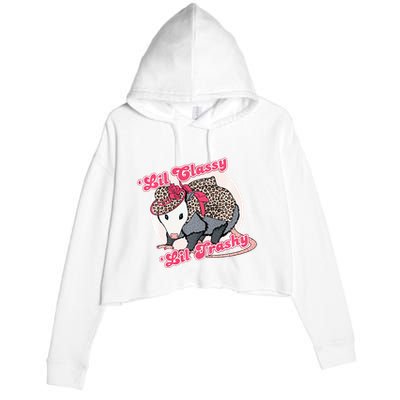 Leopard Possum Lil Classy Lil Trashy Possum Sarcastic Crop Fleece Hoodie