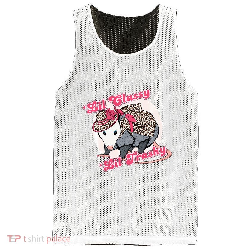 Leopard Possum Lil Classy Lil Trashy Possum Sarcastic Mesh Reversible Basketball Jersey Tank