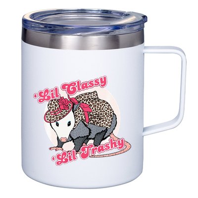 Leopard Possum Lil Classy Lil Trashy Possum Sarcastic 12oz Stainless Steel Coffee Mug