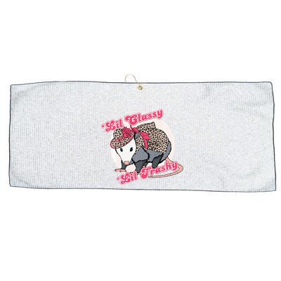 Leopard Possum Lil Classy Lil Trashy Possum Sarcastic Large Microfiber Waffle Golf Towel