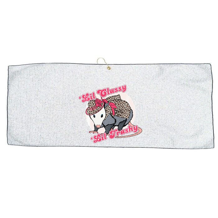 Leopard Possum Lil Classy Lil Trashy Possum Sarcastic Large Microfiber Waffle Golf Towel