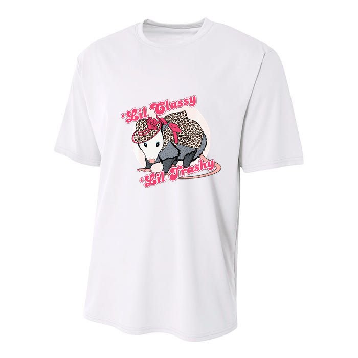 Leopard Possum Lil Classy Lil Trashy Possum Sarcastic Youth Performance Sprint T-Shirt