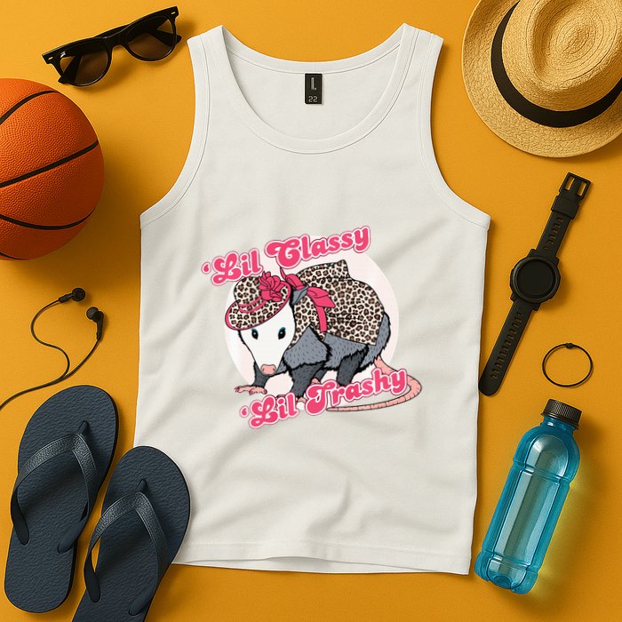 Leopard Possum Lil Classy Lil Trashy Possum Sarcastic Tank Top