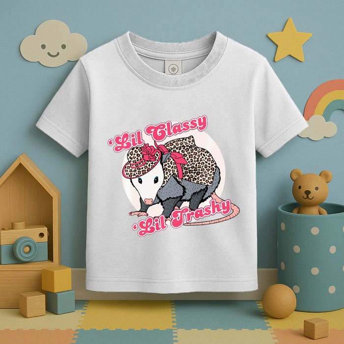 Leopard Possum Lil Classy Lil Trashy Possum Sarcastic Toddler T-Shirt