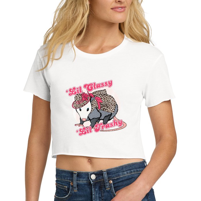 Leopard Possum Lil Classy Lil Trashy Possum Sarcastic Crop Top