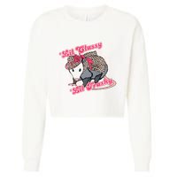 Leopard Possum Lil Classy Lil Trashy Possum Sarcastic Cropped Pullover Crew