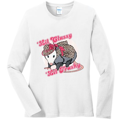 Leopard Possum Lil Classy Lil Trashy Possum Sarcastic Ladies Long Sleeve Shirt