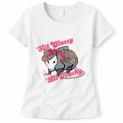 Leopard Possum Lil Classy Lil Trashy Possum Sarcastic Womens T-Shirt