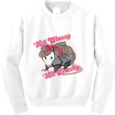 Leopard Possum Lil Classy Lil Trashy Possum Sarcastic Kids Sweatshirt