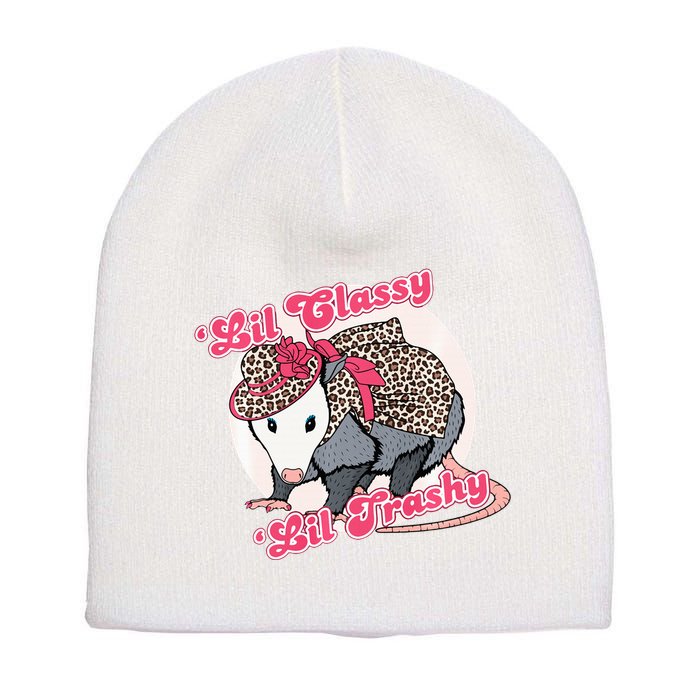Leopard Possum Lil Classy Lil Trashy Possum Sarcastic Short Acrylic Beanie