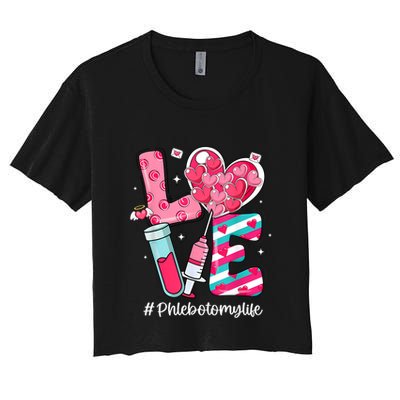 Love Phlebotomy Life Phlebotomist Valentines Day Crop Top