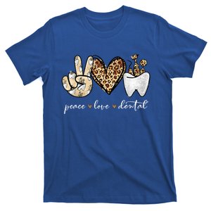 Leopard Peace Love Dental Nurse's Week Dental Assistant Meaningful Gift T-Shirt