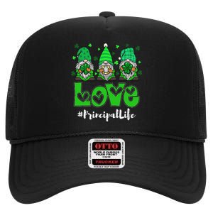 Love Principal Life Gnome Shamrock Saint Patrick's Day High Crown Mesh Back Trucker Hat