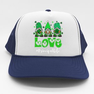 Love Principal Life Gnome Shamrock Saint Patrick's Day Trucker Hat