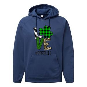 LOVE Paraprofessional Life St Patrick's Day Shamrock Leopard Performance Fleece Hoodie