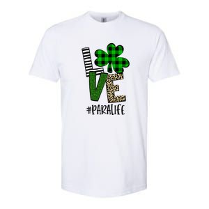 LOVE Paraprofessional Life St Patrick's Day Shamrock Leopard Softstyle CVC T-Shirt