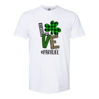 LOVE Paraprofessional Life St Patrick's Day Shamrock Leopard Softstyle CVC T-Shirt