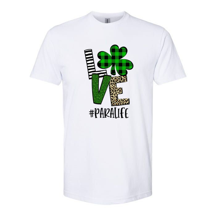 LOVE Paraprofessional Life St Patrick's Day Shamrock Leopard Softstyle CVC T-Shirt